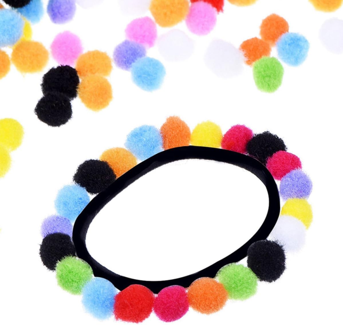 BESPORTBLE 500pcs 30mm Colorful Elastic Plush Balls DIY Material High Elastic Polyester Pom Poms for Hat Scarf Accessories Creative Craft Supplies for Home and Art Projects Random Color