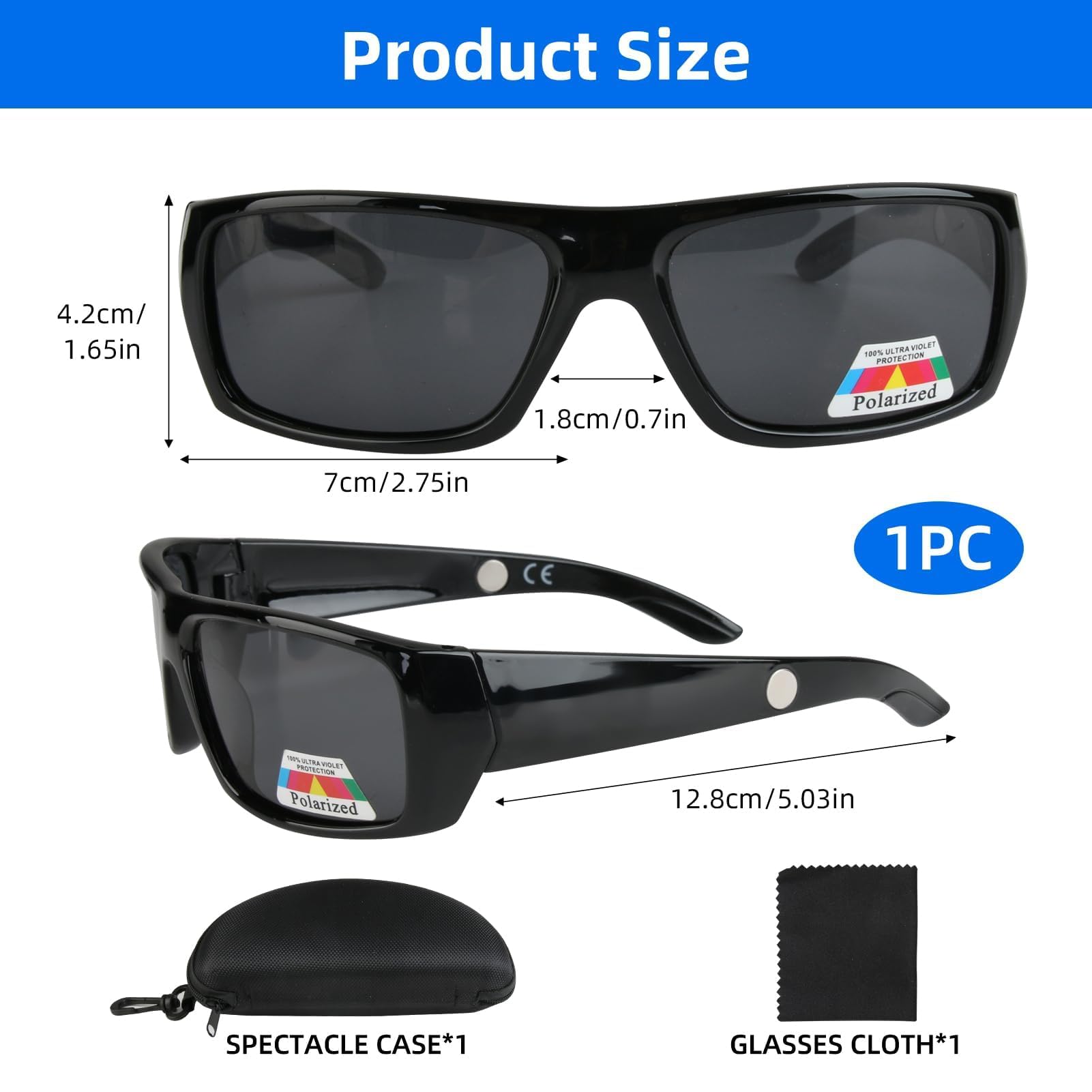 Gments Umlaufende Sonnenbrille mit magnetischem Clip, polarisierte Sonnenbrille, superdunkle HD-Linse, UV400-Schutz für Sport, Laufen, Skifahren, Radfahren, blendfreie für Männer und Frauen