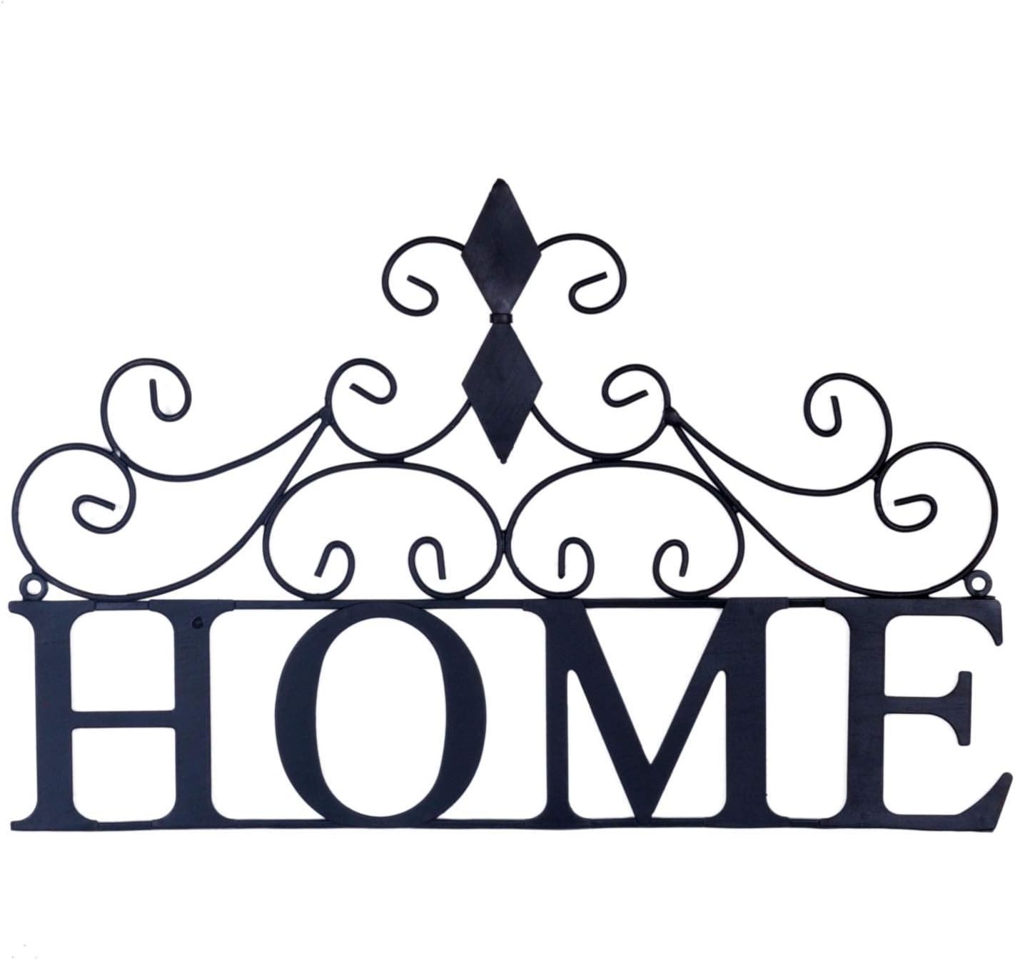 Kleanner Scrolled Home Word Wall Decor, Metal Wall Mounted
