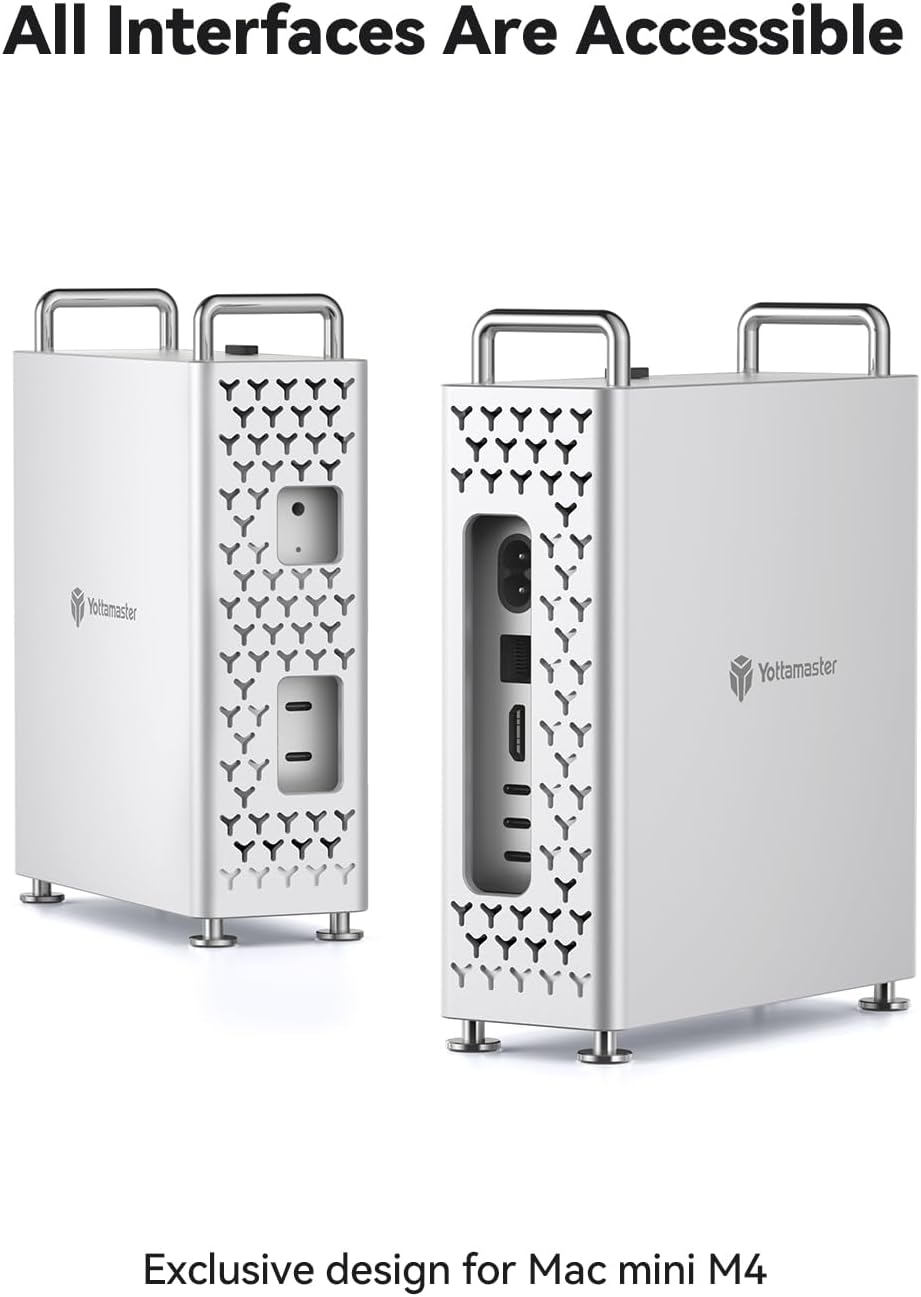 Yottamaster Mac mini M4/M4 Pro Case, Accessories for Mac mini M4 Pro, Aluminum Alloy Material, Optimized Heat Dissipation, Anti-Scratch Shockproof Portable Holder