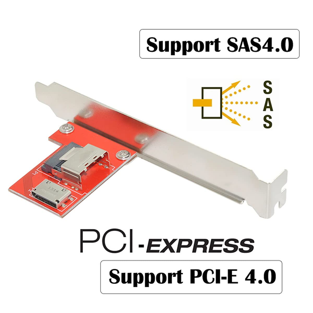 Cablecc PCI-Express 4.0 Mini SAS SFF-8087 to Oculink SFF-8611 SFF-8612 PCBA Female Adapter with Bracket, Red SFF-8087 to SFF-8611 - Image 4