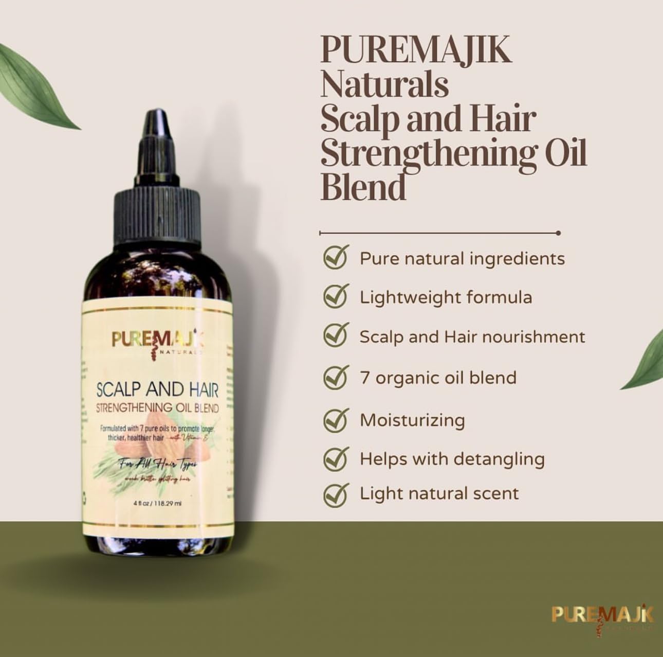 Scalp and Hair Srengthening Oil Blend, Beige, Brown, Gold