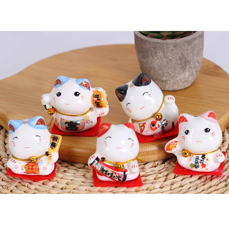 招き猫　磁器 Amazon.co.jp: 瀬戸焼 招き猫 日本製 染付猫磁器ホワイト柄(中