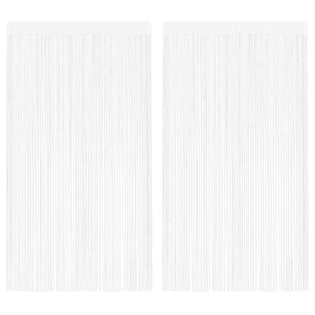 Lot de 2 rideaux à fils, 100 x 250 cm, blanc