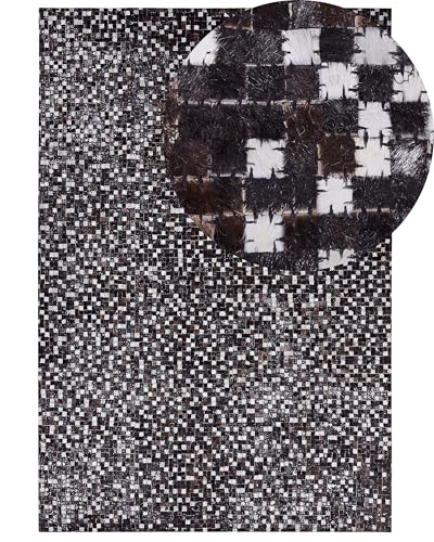 Alfombra de piel marrón y plata 140 x 200 cm estilo rústico patchwork Akkese