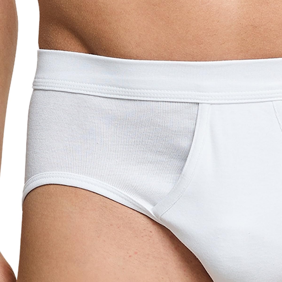 Schiesser Herren Slips mit Eingriff, Feinripp, Weiß, 4er Pack