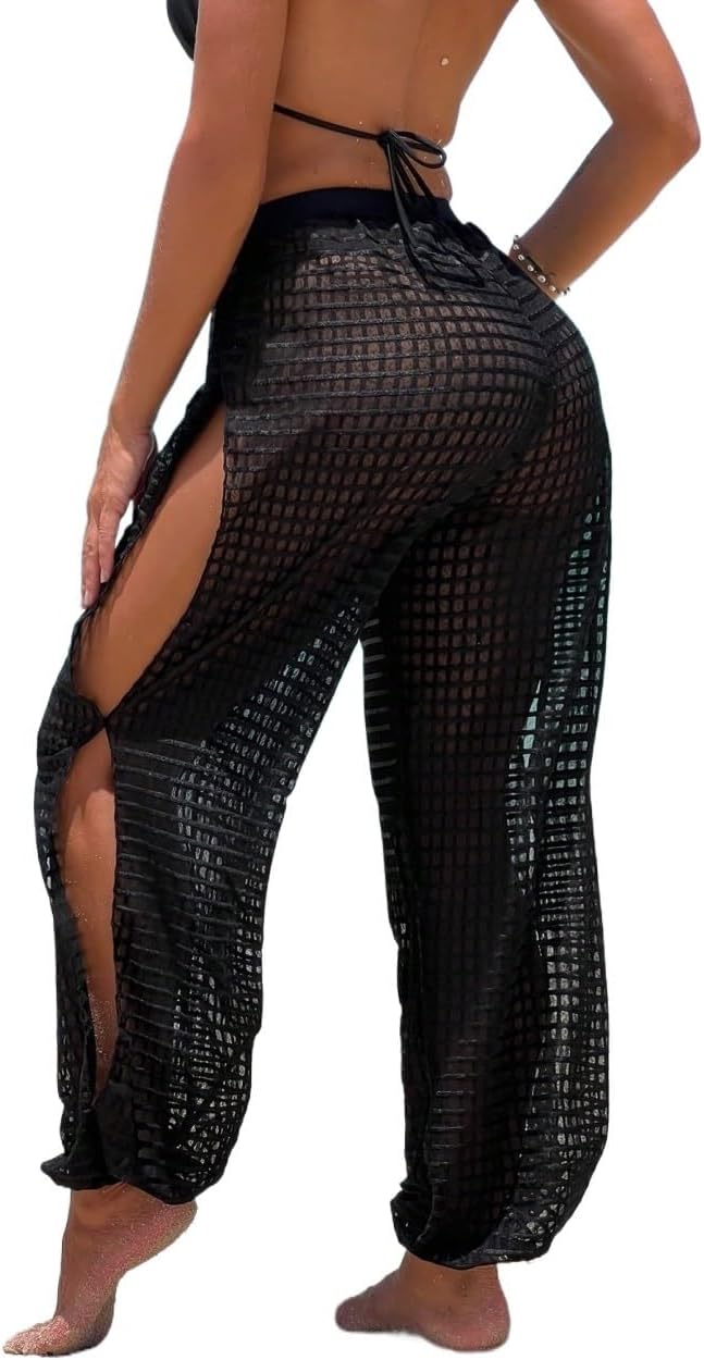 Womens Summer Beach Hollow Out Cover Up Pants cover ups for swimwear