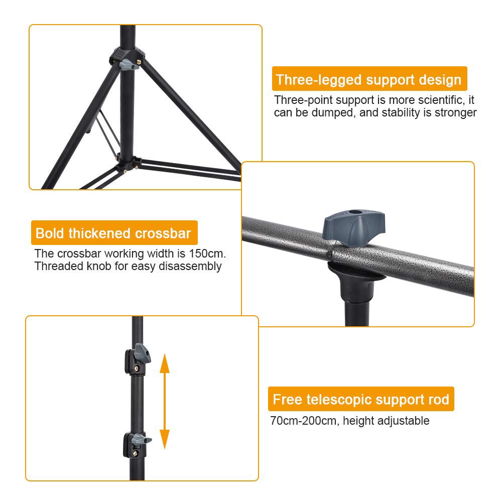 UTEBIT Backdrop Stand Kit 1.5x2m Aluminum Alloy TShape Photography