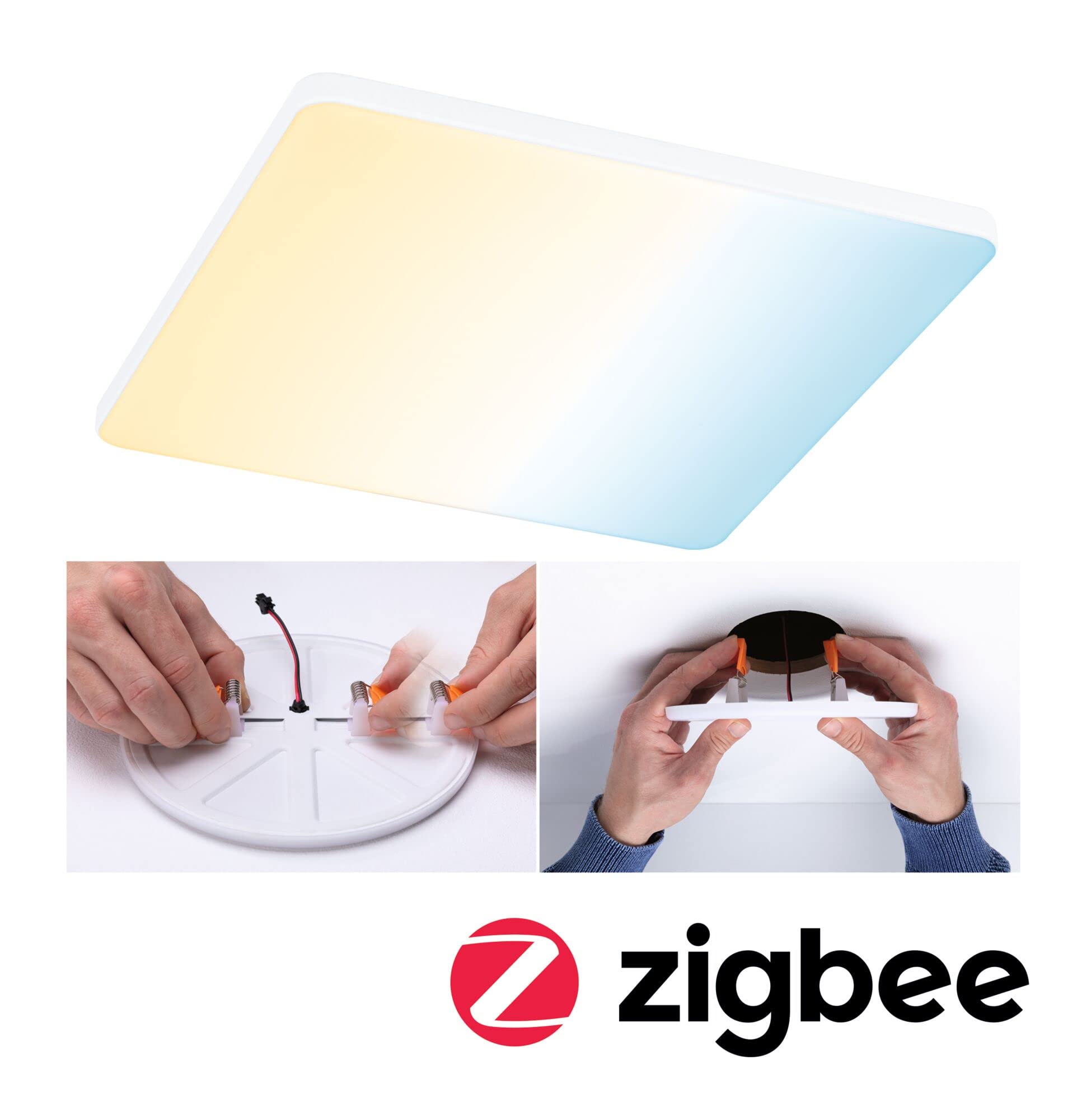 Paulmann 79959 LED Panel Einbaupanel Veluna VariFit Edge 200x200mm eckig Tunable White Weißlichtsteuerung Weiß Kunststoff Deckenleuchte