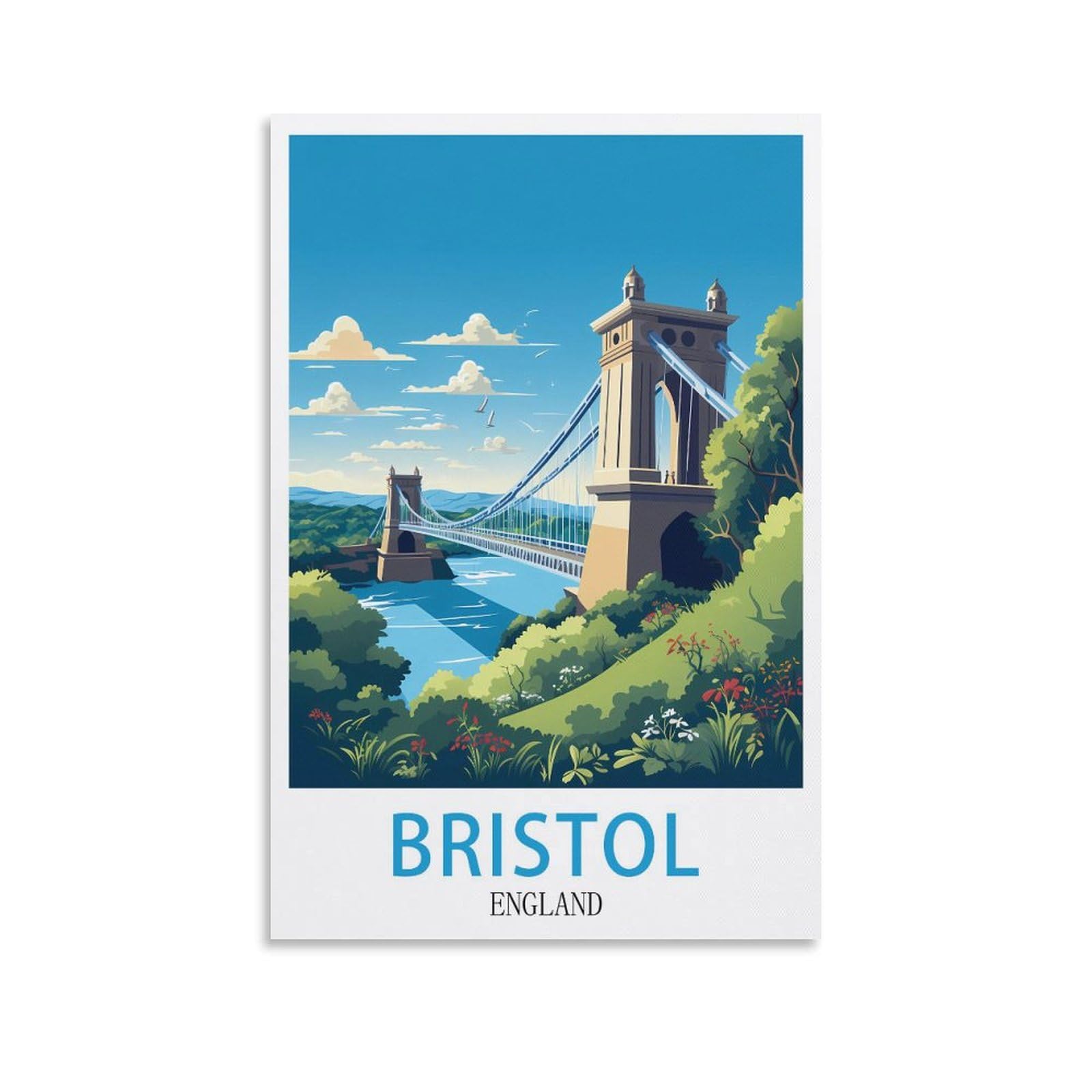 Fuudang Unframe-Style Bristol England Vintage Travel Poster 08X12inch(20X30cm) Canvas Art Poster And Wall Art Picture Print Modern Family Bedroom Decor Posters