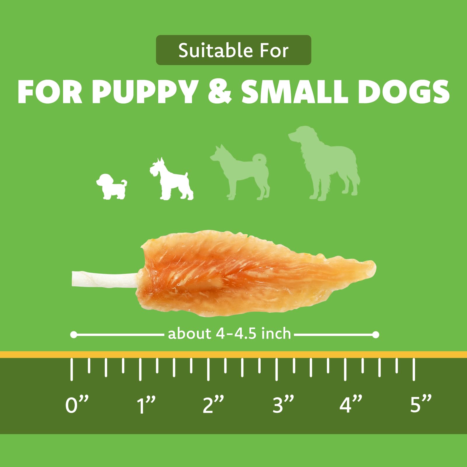 MON2SUN Bâtons torsadés en cuir brut pour chien de 10,2 à 11,4 cm enveloppés de poulet pour chiots et petits chiens, favorise les friandises dentaires (520 g - Lot de 1)