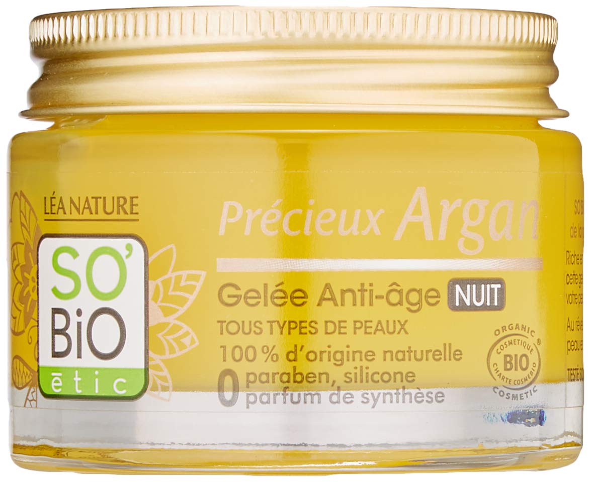 Gel Nuit Argan SO'BIO étic Anti-âge 40ml soin visage nuit