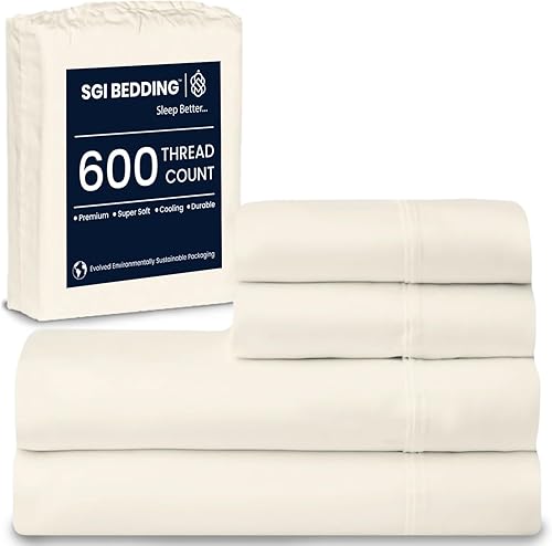 SGI bedding Juego de sábanas 100% de algodón egipcio tamaño RV King de 600 hilos, suaves, frescas, bolsillo profundo de 16 pulgadas, ropa de cama de