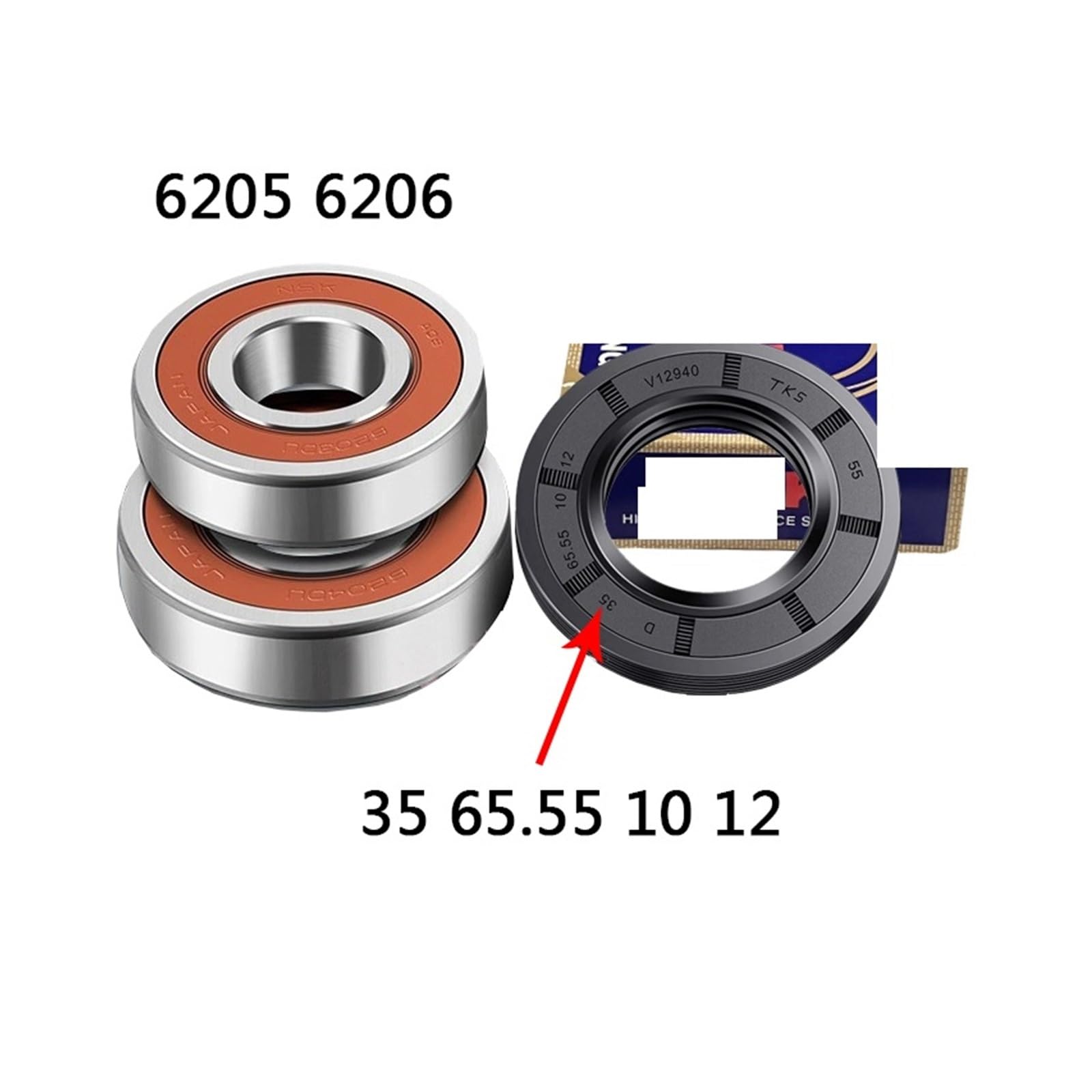 Rodamientos De Lavadora (+ 6205 6206 35 65,55 10 12，Compatible Con Samsung