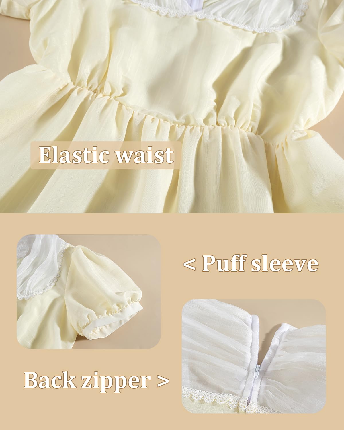 NSPSTT Regency Dress Regency - Abito da donna con maniche a sbuffo, vita imperiale, vittoriano, abito rinascimentale Abendkleid con guanti