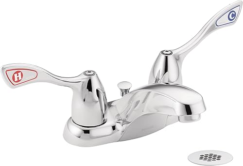 Moen 8810 Commercial M-Bition - Grifo de baño central de 4 pulgadas con colador de rejilla, 1.5 gpm, cromado