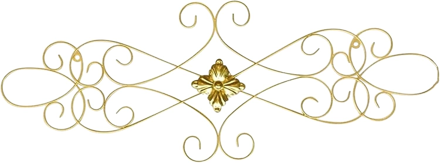Bellaa 23226 Scrolled Metal Wall Art Medallion Plaque Oblong Living Room Home Decoration