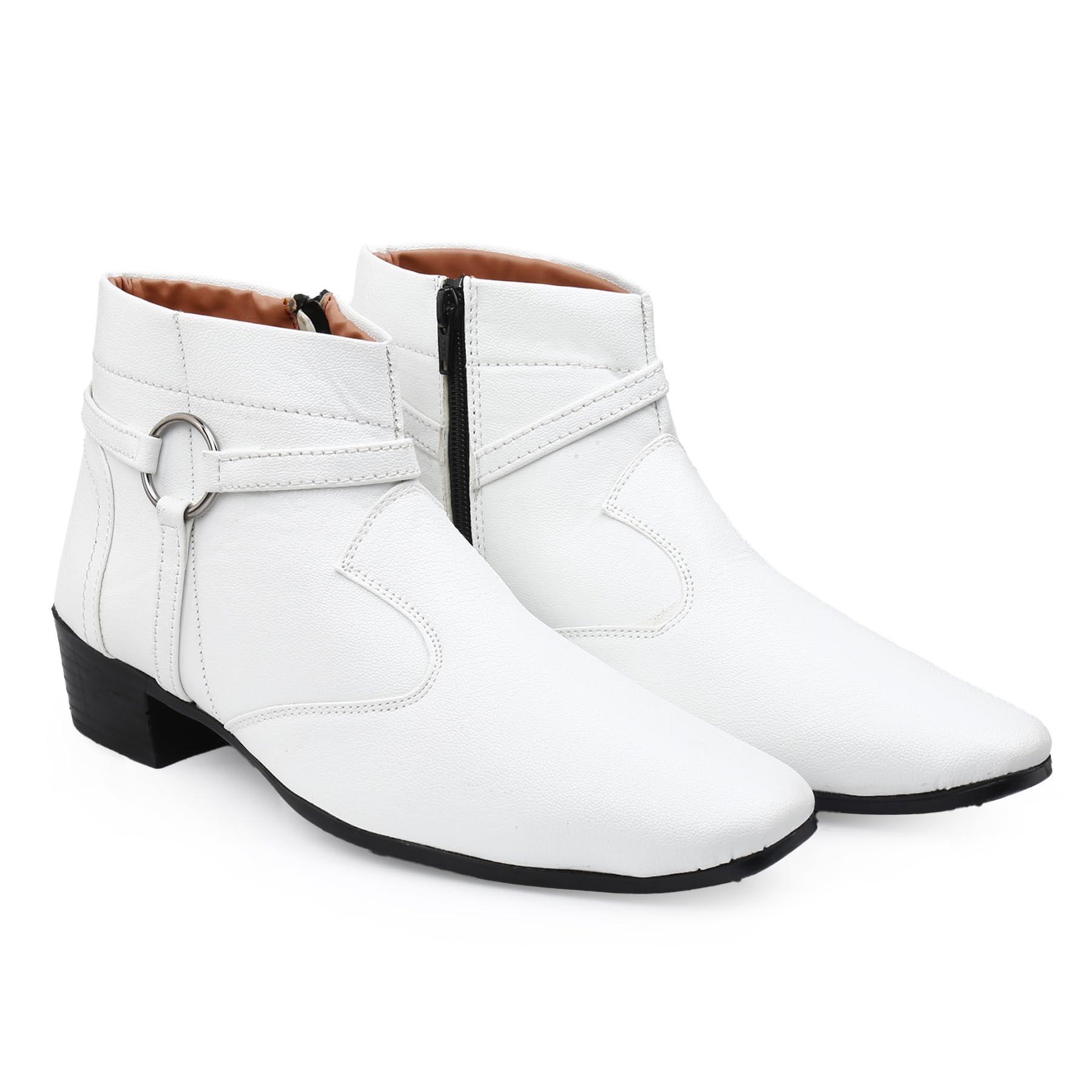 Men's 5.08 CM Heel Height Increasing Casual Formal Slipon Boot and Ring Ankle Boot-image-33