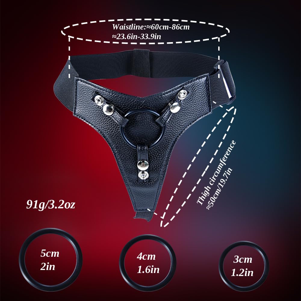 Set di imbracatura e dildo indossabili, 3 misure di dildo realistico in silicone indossabile con ventosa e cinghie regolabili, giocattoli vaginali e anali per principianti del sesso lesbico e gay