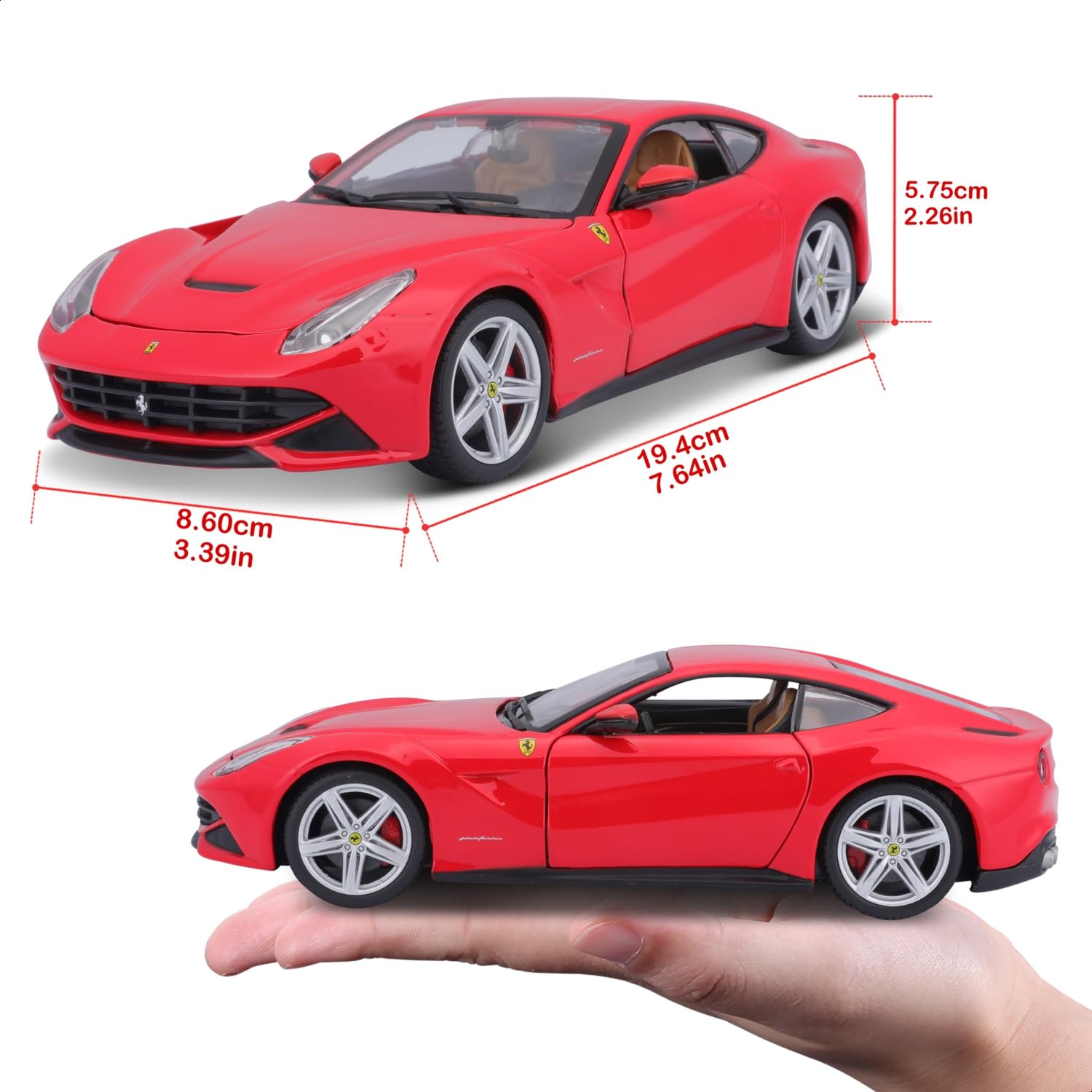 Bburago 26007R - Ferrari F12 Berlinetta (asortyment czerwonych i żółtych)