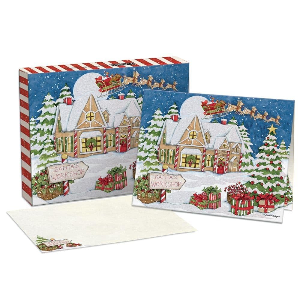 Lang Santa's Workshop Boxed Christmas Cards (1004894), Red, White, Green