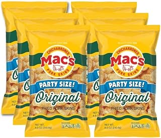 Mac's Original Pork Skins, Low Carb, Keto Friendly Snack 8.5 OZ (Pack of 6)