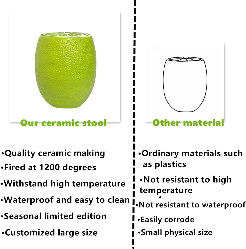 Handcrafted Ceramic 18 InchGarden Stool Fruit Shaped Decorative Accent Ottoman Plant Stand&Function Art Piece (Orange)