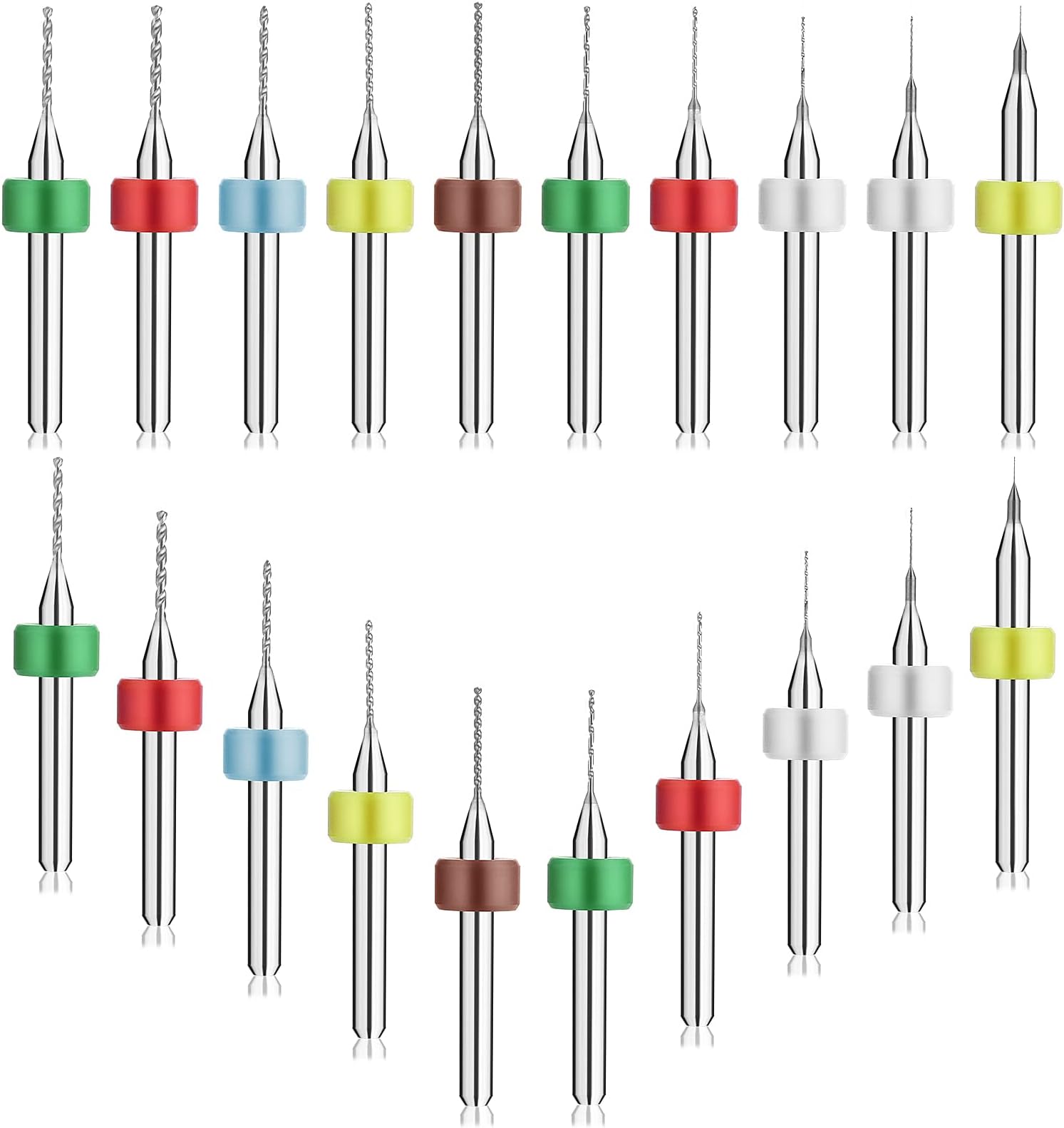 20 Pcs Micro Drill Bit Set Micro Drill Bits Tungsten Steel PCB Print Circuit Board Flute CNC Router Bits Shank for Rough Stone Jewelry Punching Engraving (0.1-1.0 mm)