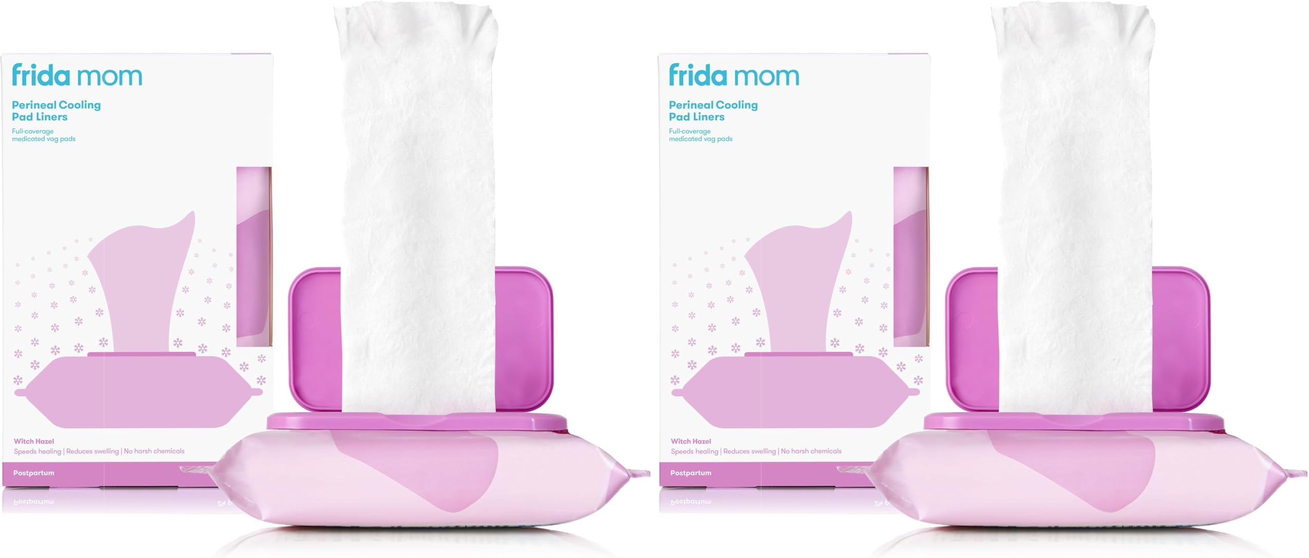 Frida Mom Witch Hazel Perineal Cooling Pad Liners for Postpartum Care, Hospital Bag Essentials for Pain Relief After Birth, Full-Length Medicated Cooling Pad Liners (24ct) (Pack of 2)