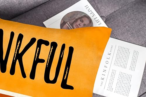 Miniatura 7 de 4TH Emotion Juego de 4 fundas de almohada decorativas de otoño de 18 x 18 pulgadas, diseño de calabaza a cuadros de Acción de Gracias, decoración de