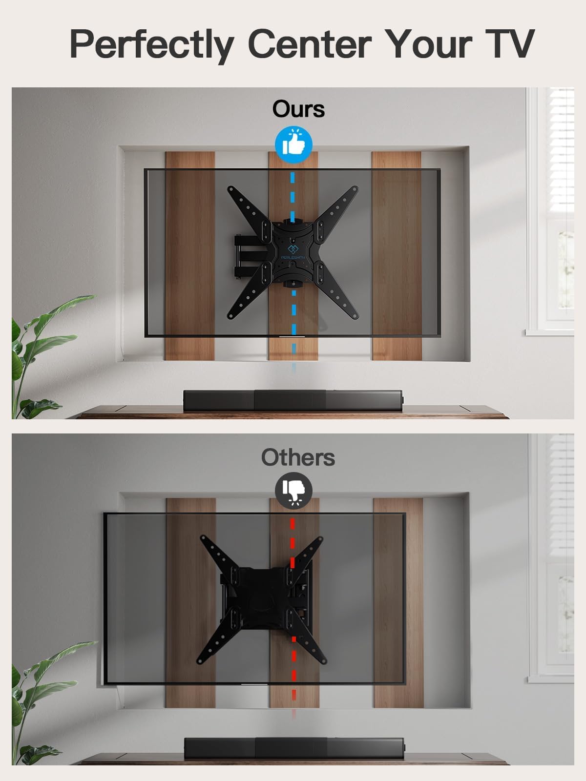 PERLESMITH Support Mural pour TV de 26 à 55" - Pivotant, inclinable et Extensible - VESA 400 x 400 - Compatible avec Les téléviseurs LED, LCD, OLED, 4K jusqu'à 40 kg - Noir