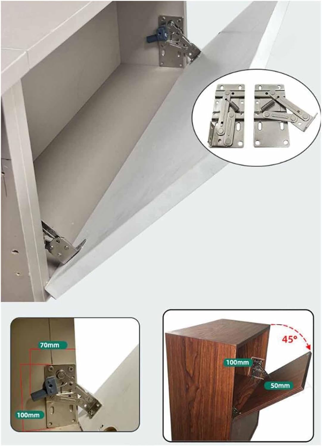 2X Flip Out Tray Hinges Bookcases Office Replacement Maintenance Sink Hinges