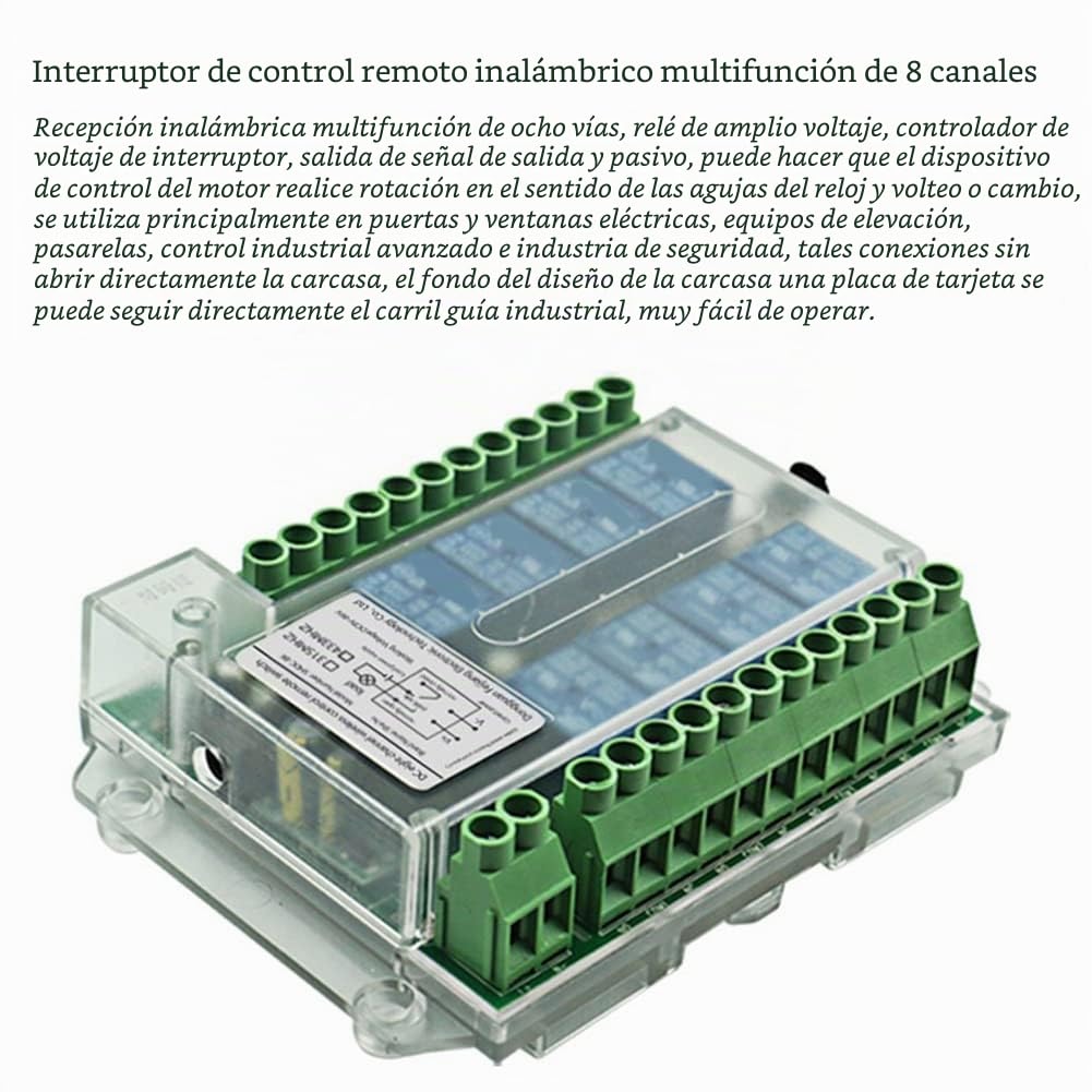Interruptor de control remoto inalámbrico de 8 canales 12V/24V/36V 433MHz Cont remoto inalámbrico interruptor de control remoto de motor DC9V-72V