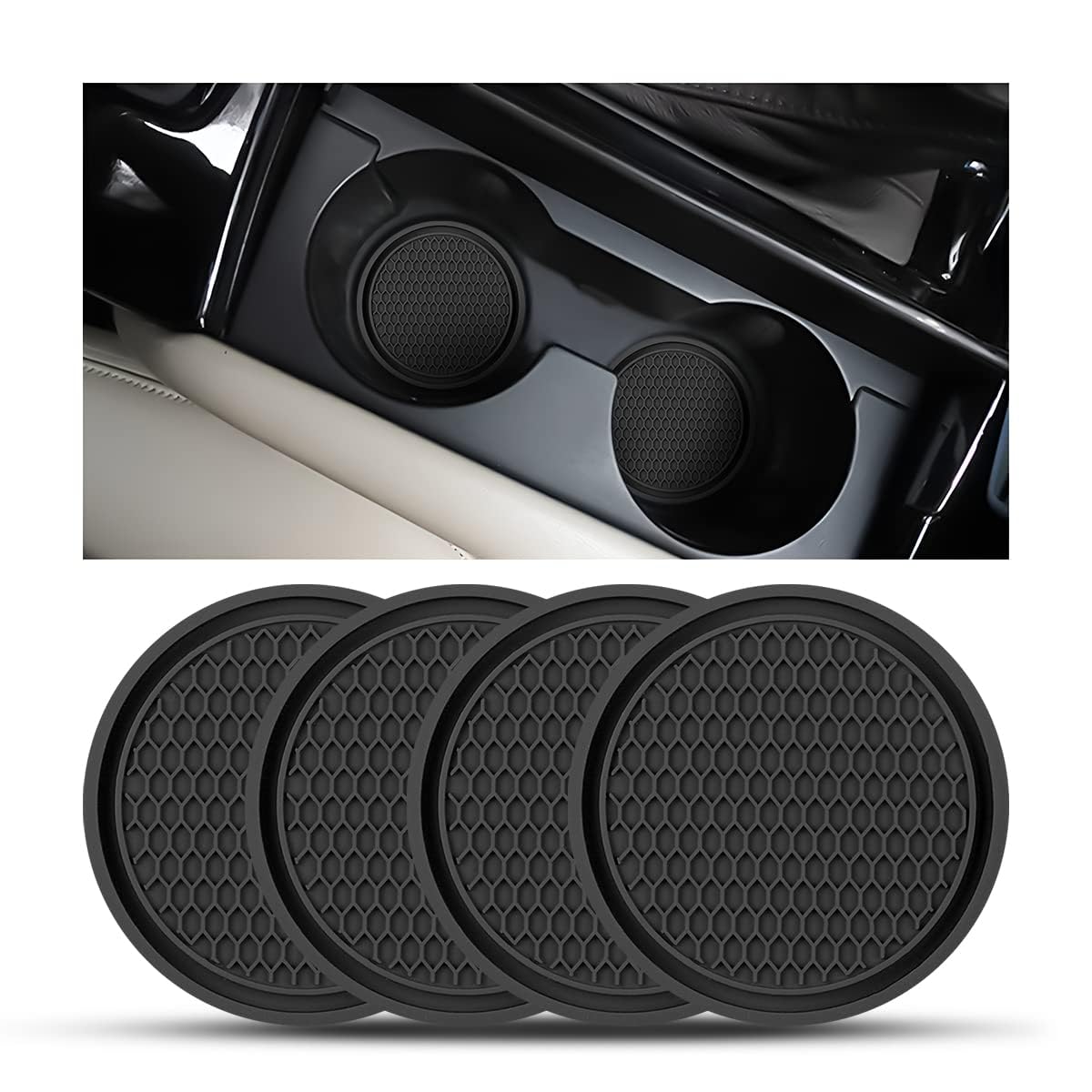 R-timer 4 Pcs Car Cup Holder Coaster for Peugeot RCZ 405 307 308 505 406 308 1007 4008 4007, Drink Pad Insert Mat Anti-Slip Durable Drink Mat PVC Cup Mats Car Interior Accessories
