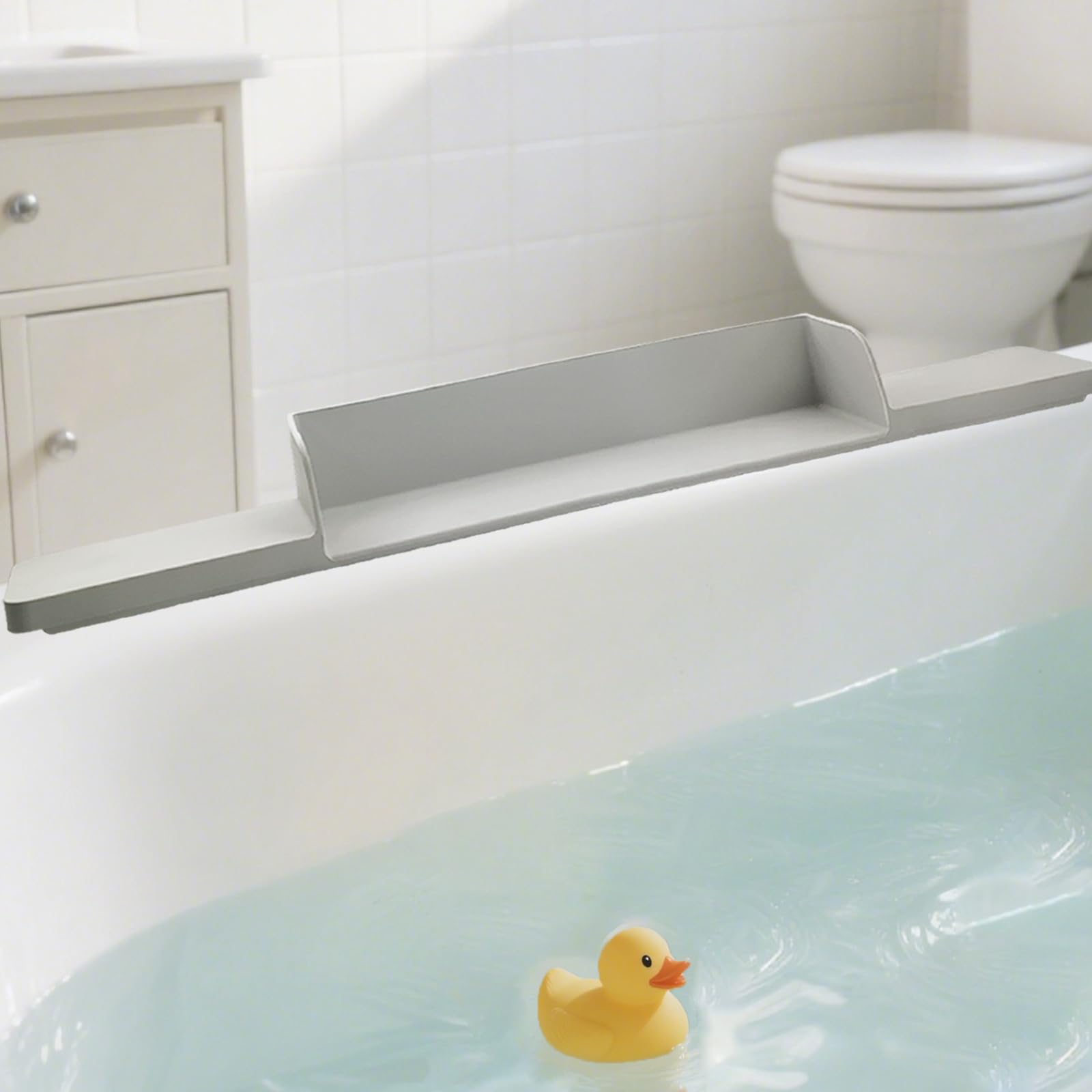 Silicone Bathtub Splash Guard, Bath Toy Holder and Play Area for Kids, Bathtub Tray with Suction Cups,Easy to Attach and Remove, Secure & Durable