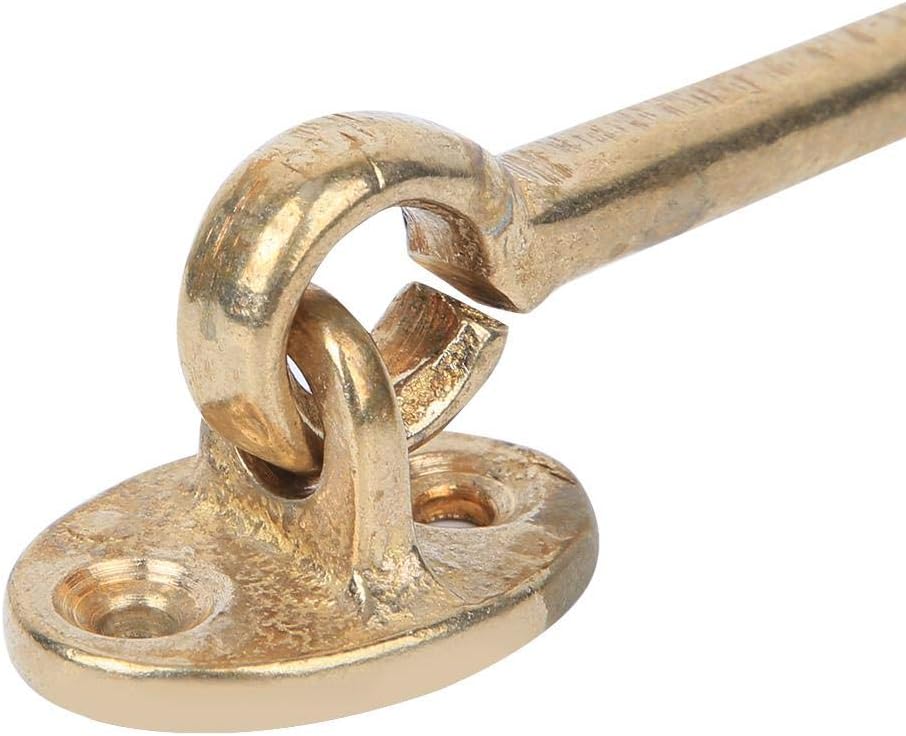 Gate Hook and Eye Swivel Brass Security Window Stay Hook Wind Brace Door Cabin Hook Wind Brace Cabinet Hook(Brass-Color)