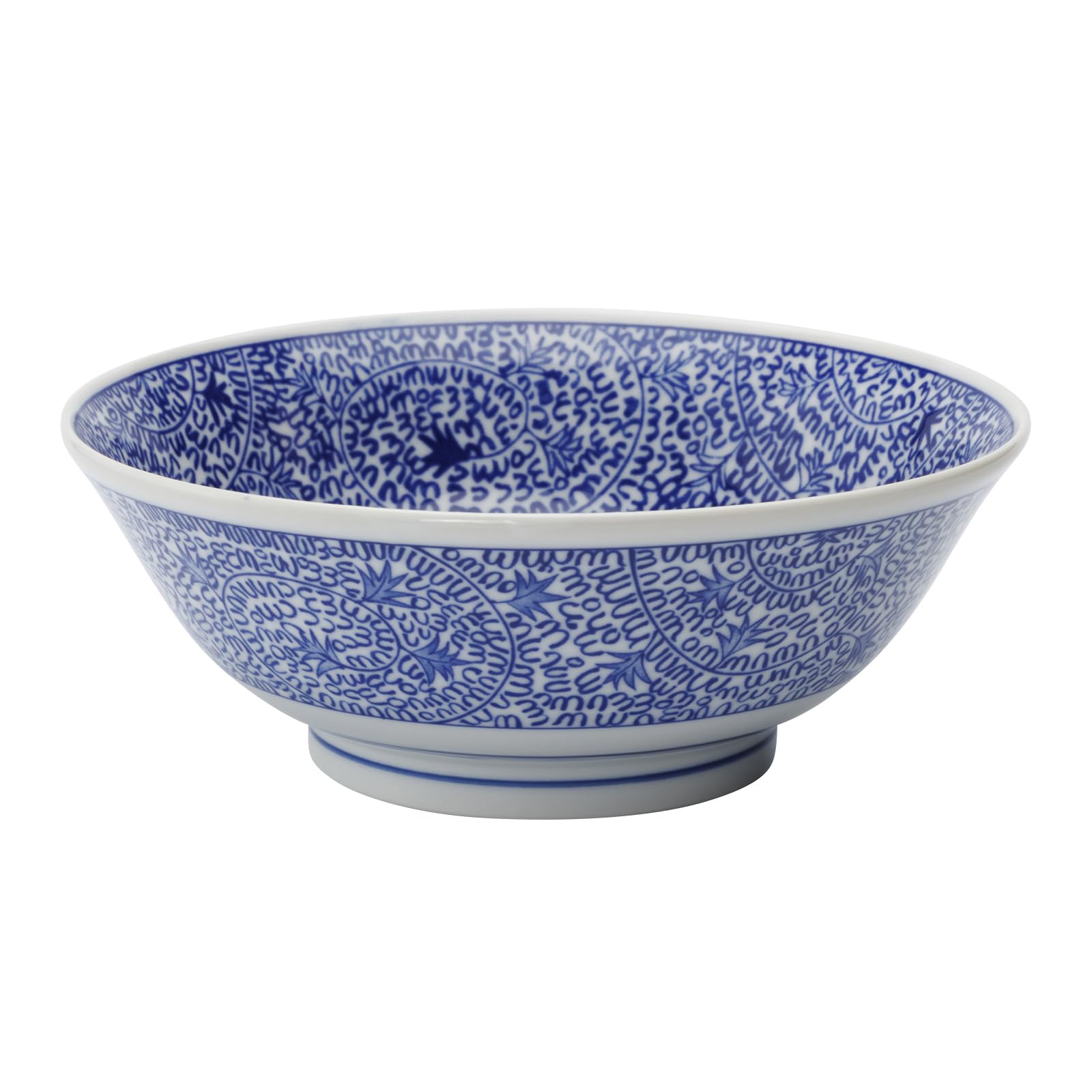 Mino Ware Ramen Bowl – Cream & Blue