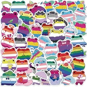 50 calcomanías de rana del orgullo, LGBTQ, calcomanías de arco iris gay para el mes del orgullo, lesbianas, pansexuales, bisexuales, transgénero, impermeables, accesorios (rana)