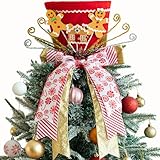 Christmas Tree Topper Hat, Gingerbread Man Christmas Tree Topper, Tree Topper Christmas Decorations with Bow Ribbon Christmas Tree Ornaments for Home Xmas DΓ©cor