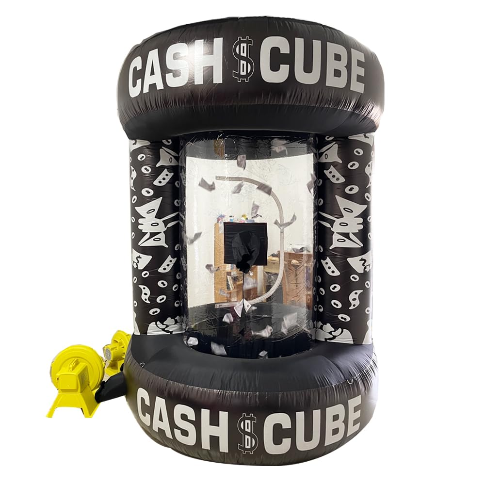 Inflatable Cash Cube Booth Machine - Three-Dimensional Money Grab Game Activity (Without Air Blower)