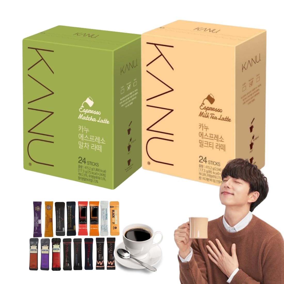 Amazon.co.jp: 韓国コーヒー カヌ エスプレッソ抹茶ラテ 1Box(24本) +