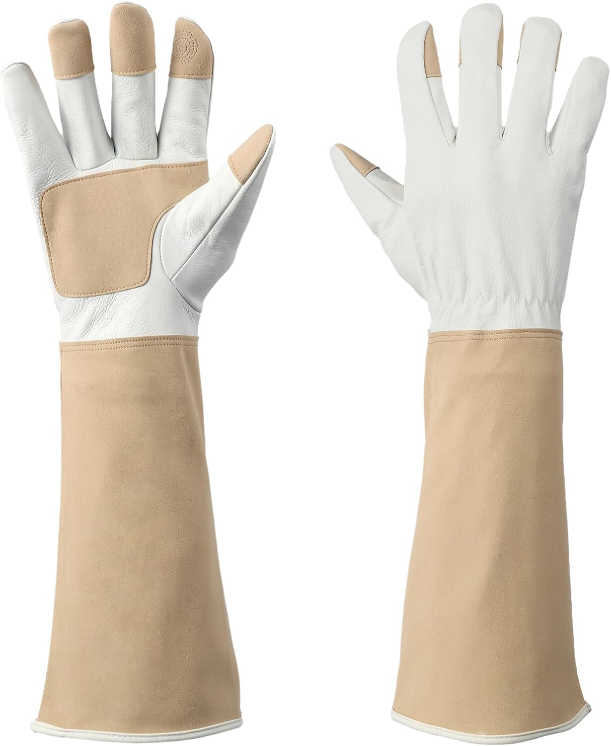 Gardening Gloves Men & Women Long Cowhide Leather Rose Pruning Gloves Breathable & Durable Heavy Duty (L)