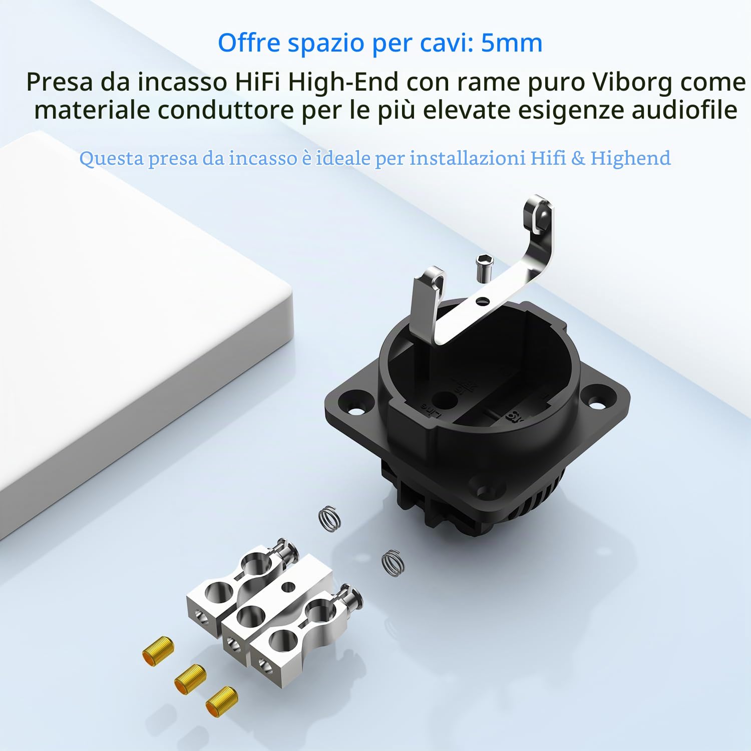 Viborg Presa da incasso per prese di alimentazione per HiFi & Highend, conduttore in rame puro VE01R