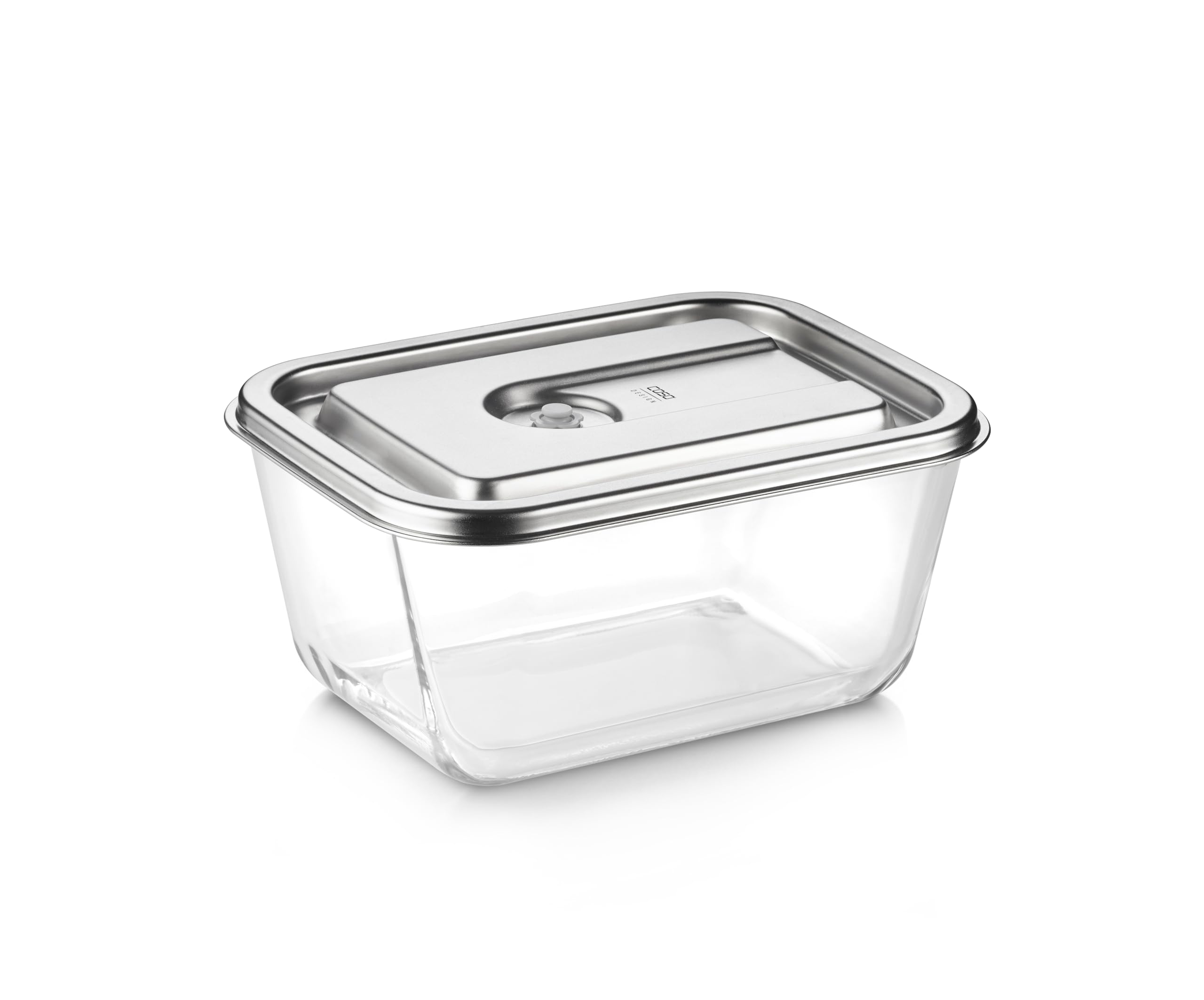 Caso VacuBoxx Inox 2.6 - Récipient sous vide de 2 600 ml - VacuBoxx OneTouch - Passe au lave-vaisselle, sans BPA, récipient en verre et acier inoxydable