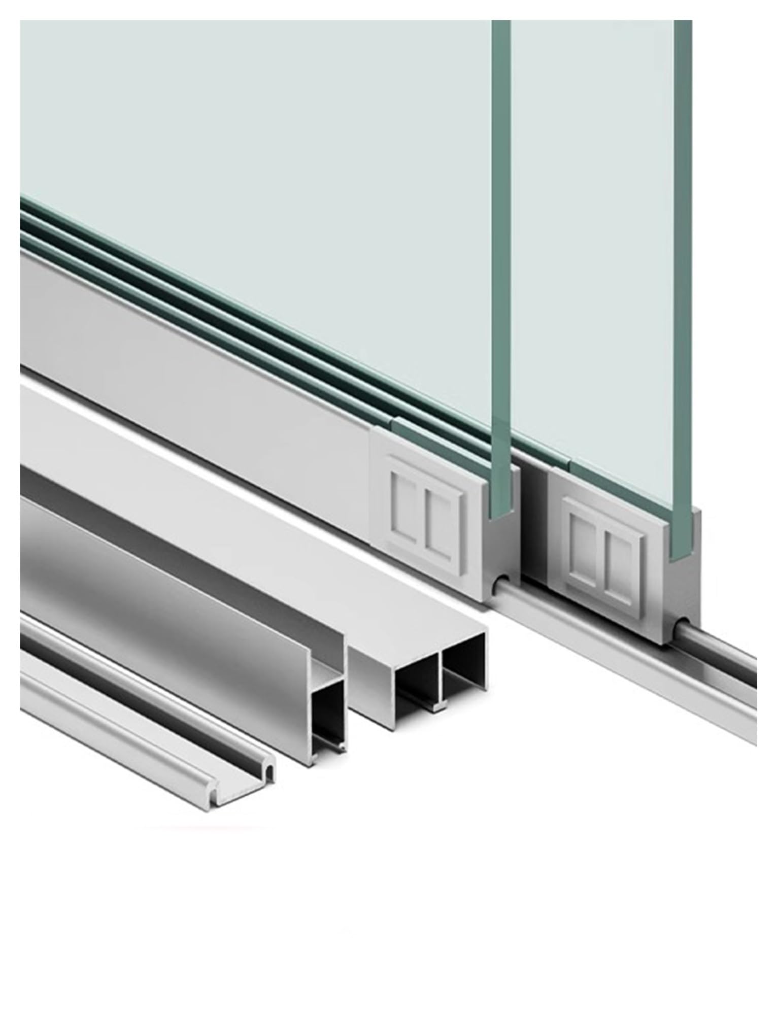 prowadnica do drzwi przesuwnych, Prowadnica do drzwi przesuwnych 8mm Szkło Aluminiowe 80-150cm Mieszkaniowe Komercyjne Przemysłowe(120cm/47.24in)