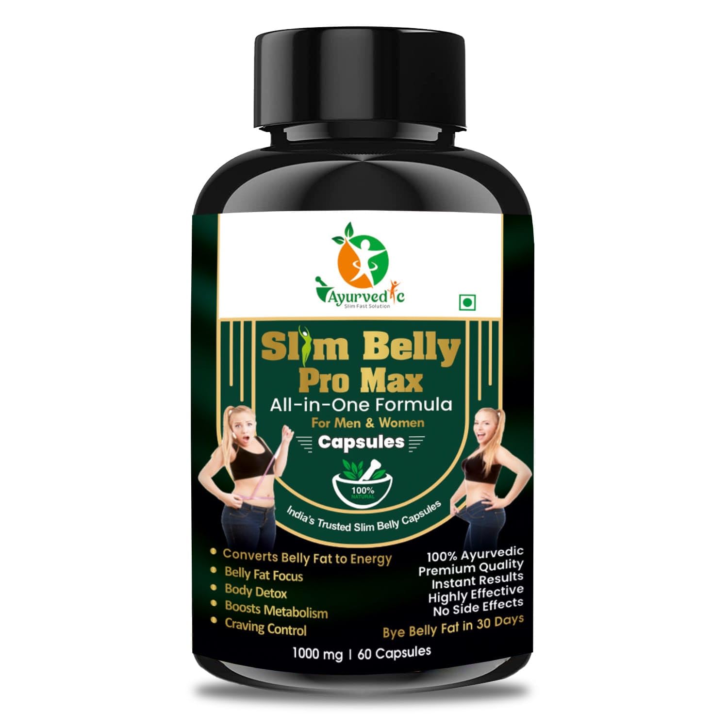Slim Belly Pro Max Weight Manegement Capsules with Garcinia Cambogia, Triphala Extract & Ajwain Extract – 60 Veg Capsules For Men & Women Of Ayurvedic Slim Fast Solution-image-47