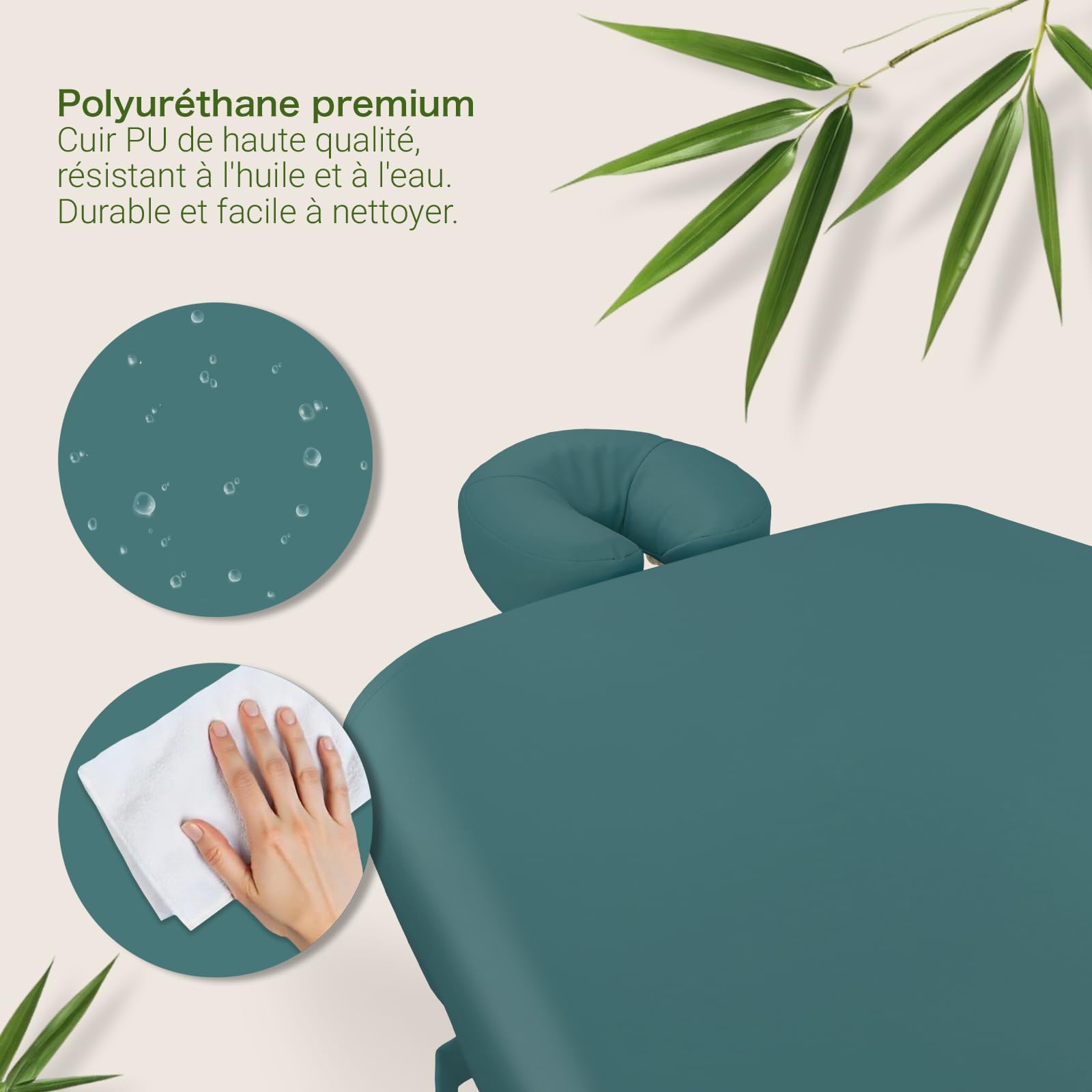 Zen Table de Massage Pliante Professionnelle, réglable en Hauteur, Bois Massif, Coins arrondis, Mobile & Stable, Facile à Transporter, compacte, Usage intensif, qualité Pro, Sarcelle