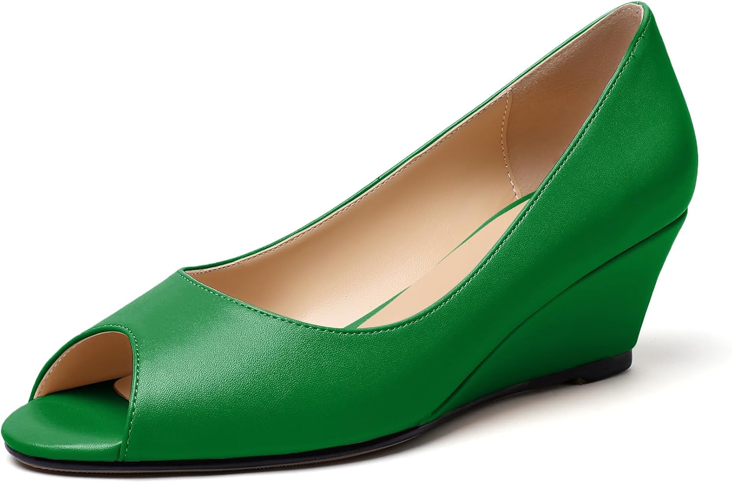 YODEKS Women's Peep Toe Wedge Sandals Low Heel Pumps Open Toe Heeled Sandals Shoes