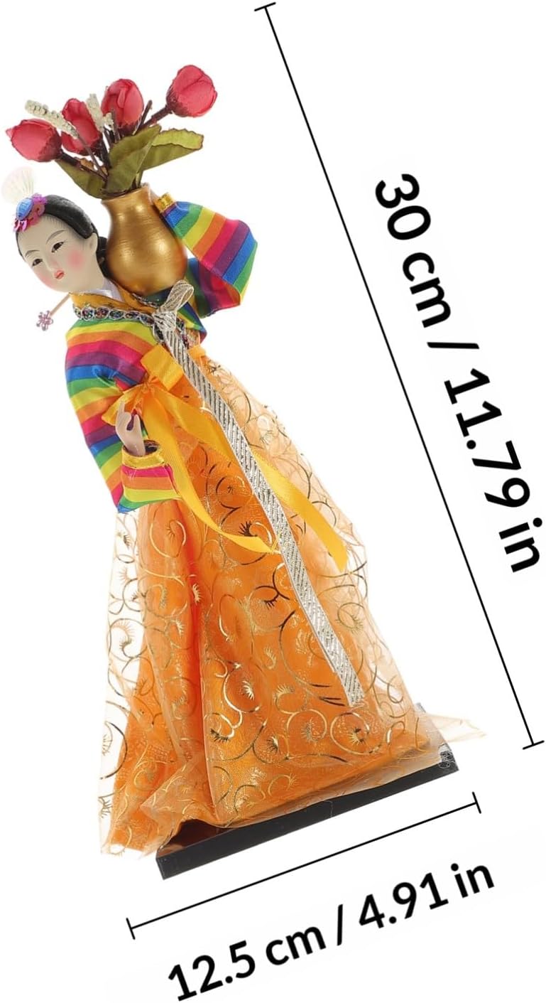 Korean Hanbok Doll Figurine Traditional Craft for Collectors and Displays Handcrafted Korean Style Doll with Accessories
