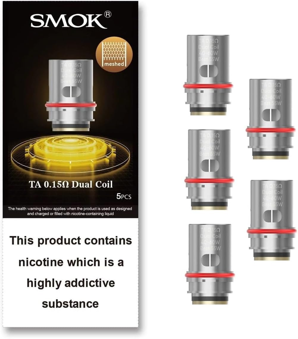 TA Coils 0.15 Ohm Mesh [Pack of 5] - Unleash Intense Flavor, Dense Clouds, Fast Heating and Long Lifespan, Replacement Coils For TAir Sub Tank, Mag Solo, Morph 3 Kit, No Nicotine